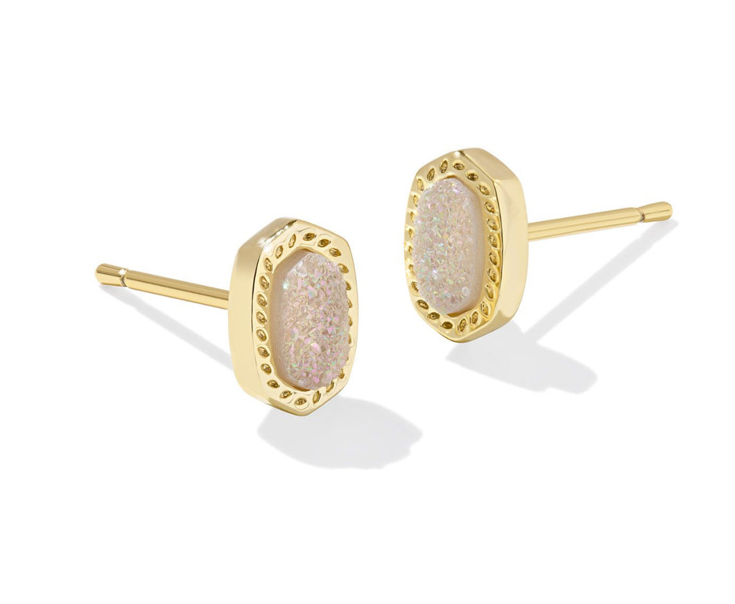 Kendra Scott Mini Ellie Gold Stud in Iridescent Drusy