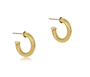 Round Gold 0.5” Post Hoop - 4mm - Textured Twist