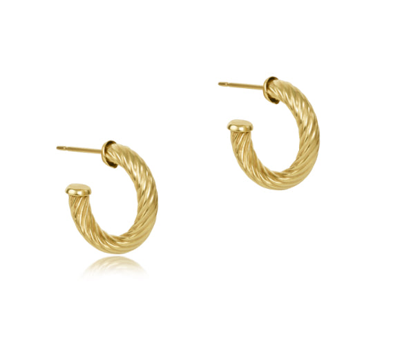 Round Gold 0.5” Post Hoop - 4mm - Textured Twist