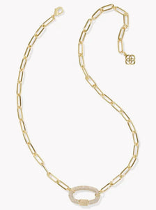 Kendra Scott Emery Gold Link Chain Necklace in White Crystal