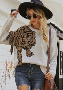 Tiger Sweater with Fringe