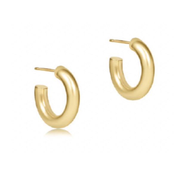 Round Gold 0.5” Post Hoop - 4mm - Smooth