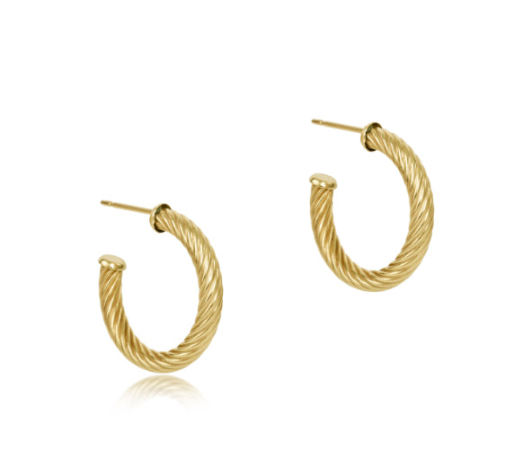 Round Gold 1.125” Post Hoop - 4mm - Textured Twist