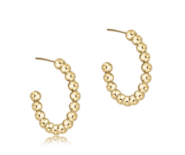 Beaded Classic 1.25” Post Hoop - 4mm Gold