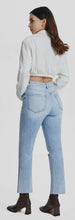 Load image into Gallery viewer, Super High Rise Straight Jean with Raw Hem
