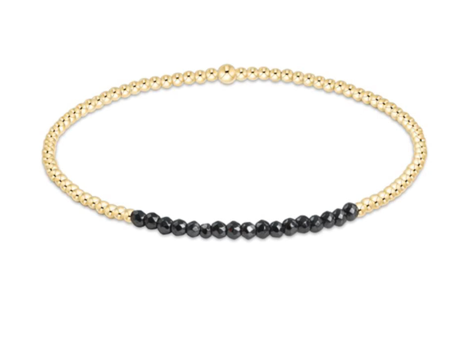 Gold Bliss 2mm Bead Bracelet - Faceted Hematite