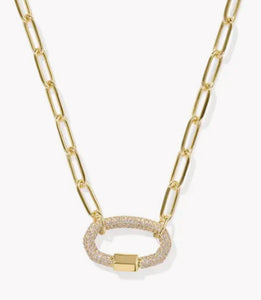 Kendra Scott Emery Gold Link Chain Necklace in White Crystal