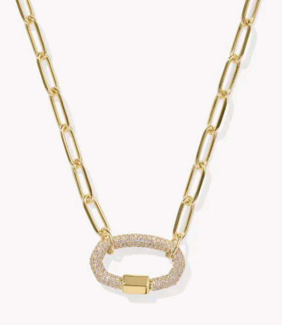 Kendra Scott Emery Gold Link Chain Necklace in White Crystal