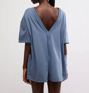 Hot Shot Tee Romper in Skyline