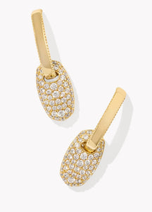 Kendra Scott Bailey Gold Pave Huggie Earrings in White Crystal