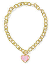 Load image into Gallery viewer, Kendra Scott Haisley Heart Gold Statement Necklace in Blush Ivory Mother of Pearl
