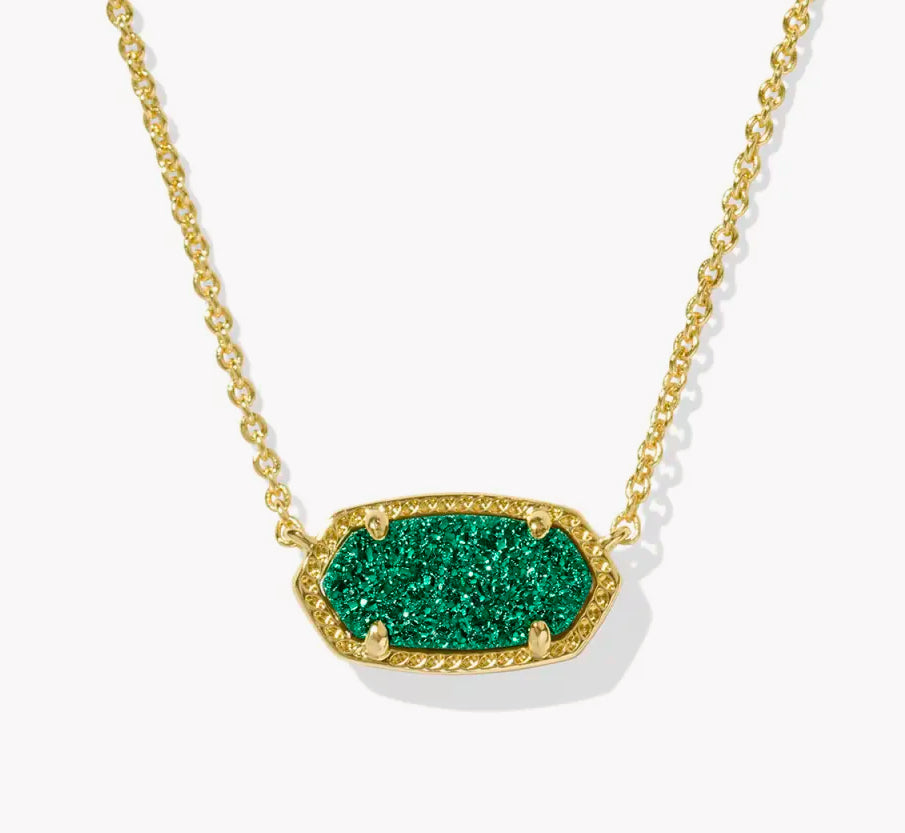 Kendra Scott Gold Elisa Necklace in Emerald Drusy