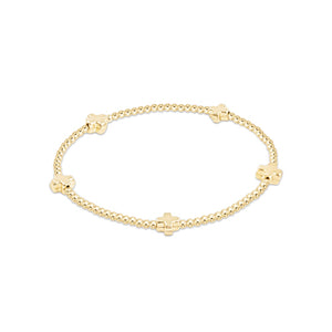 Signature Cross Small Gold Pattern 2mm Bead Bracelet