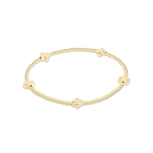 Signature Cross Small Gold Pattern 2mm Bead Bracelet