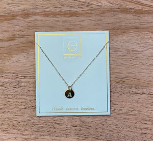 16” Initial Respect Small Gold Disc Necklace