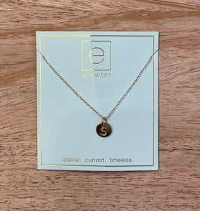 16” Initial Respect Small Gold Disc Necklace