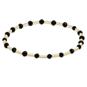 Gemstone Gold Sincerity Pattern Bracelet in Faceted Onyx - 3mm Extends