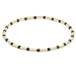 Gemstone Gold Sincerity Pattern Bracelet in Faceted Hematite - 2mm Extends