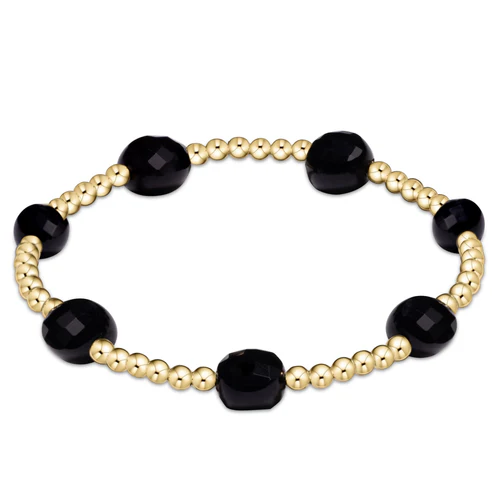 Admire Gold 3mm Bracelet in Faceted Onyx - Extends