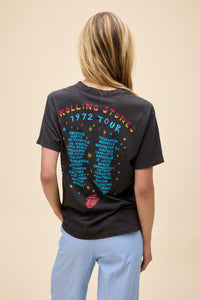 Rolling Stones 1972 Tour Boyfriend Tee in Vintage Black