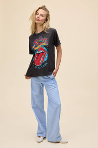 Rolling Stones 1972 Tour Boyfriend Tee in Vintage Black