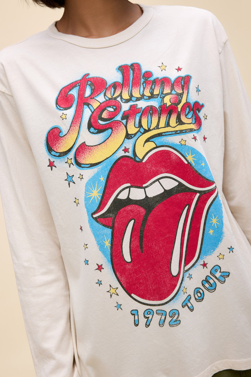 Rolling Stones 1972 L/S Crew in Dirty White