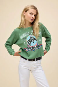 Willie Nelson 1980 Cowboy Raglan Thermal in Stone Green