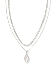 Load image into Gallery viewer, Kendra Scott Abbie Silver Pave Multi Strand Necklace in Ivory Mother of Pearl
